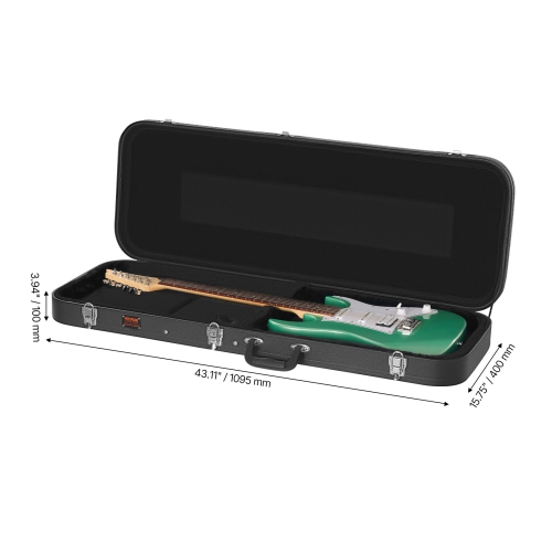 VEVOR 43.11 in Electric Guitar Hard Case,Rectangular Guitar Hard Case, With Lock Latch Keys Handle,PVC Padding Soft Lining Water-Resistant