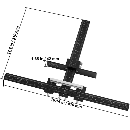 VEVOR Cabinet Hardware Jig, Aluminum Alloy Cabinet Handle Jig with Center Punch, Adjustable Cabinet Hardware Template Tool, for Installation of Door