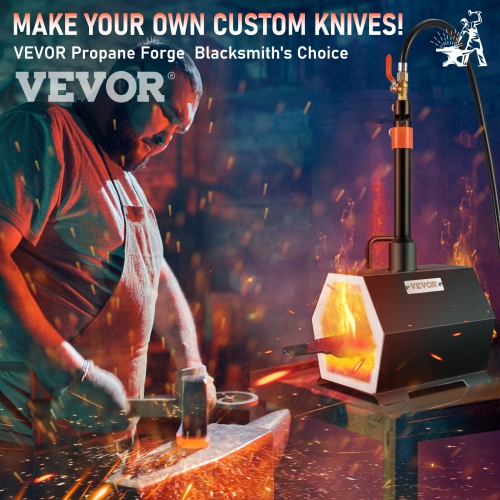 VEVOR Propane Forge Portable, Single Burner Tool and Knife Making, Large Capacity Blacksmith Farrier Forges, Mini Furnace Blacksmithing,Gas Forging