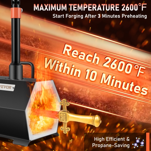 VEVOR Propane Forge Portable, Single Burner Tool and Knife Making, Large Capacity Blacksmith Farrier Forges, Mini Furnace Blacksmithing,Gas Forging
