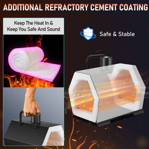 VEVOR Propane Forge Portable, Single Burner Tool and Knife Making, Large Capacity Blacksmith Farrier Forges, Mini Furnace Blacksmithing,Gas Forging