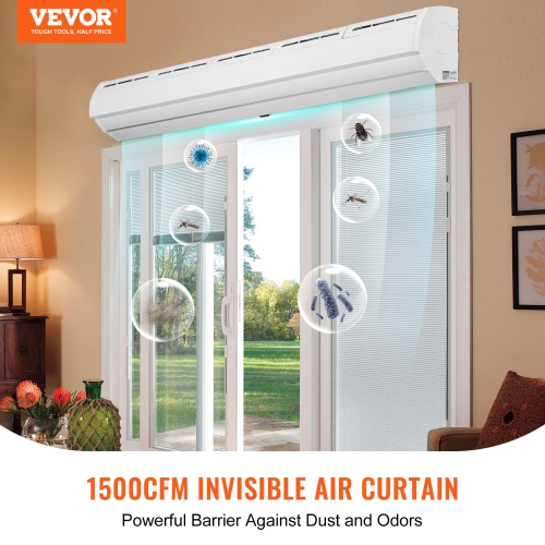VEVOR 60" Commercial Indoor Air Curtain Super Power 2 Speeds 1500CFM, Wall Mounted Air Curtains for Doors, Indoor Over Door Fan with Heavy Duty Limit
