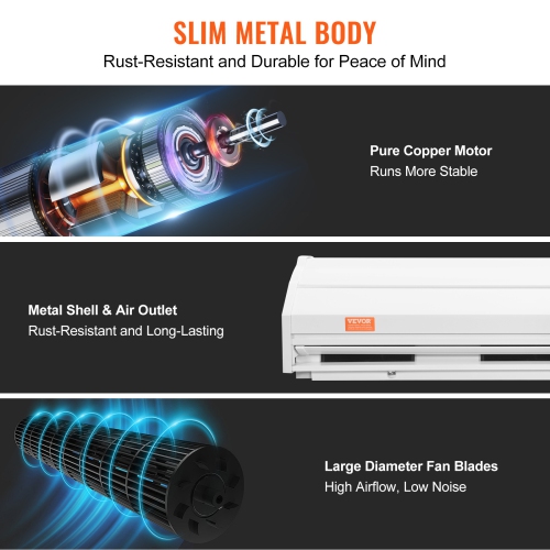 VEVOR 60" Commercial Indoor Air Curtain Super Power 2 Speeds 1500CFM, Wall Mounted Air Curtains for Doors, Indoor Over Door Fan with Heavy Duty Limit