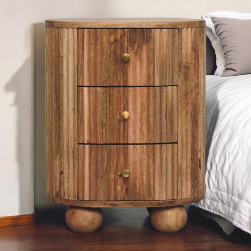 Artisan Furniture Solid Wood Soba Ball 3 Drawer Bedside