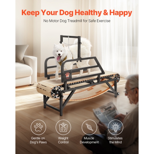 VEVOR 330 lbs Weight Capacity Dog Treadmill for Large Dogs, 17.52" Runway, Dog Running Machine with Adjustable Ramps, Dog Pacer Slatmill for Dogs,Pet