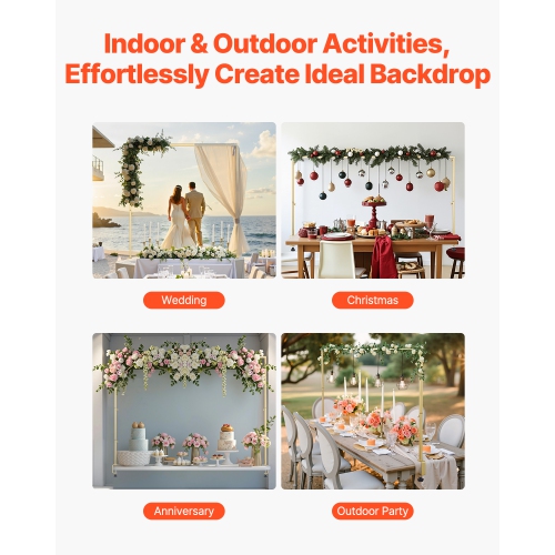 VEVOR 2 Packs Over The Table Rod Stand with Clamps, 13"-42" Tall & 28"-98" Length Adjustable, Table Arch Stand, Tabletop Balloon Arch Frame for