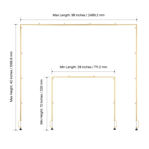 VEVOR 2 Packs Over The Table Rod Stand with Clamps, 13"-42" Tall & 28"-98" Length Adjustable, Table Arch Stand, Tabletop Balloon Arch Frame for