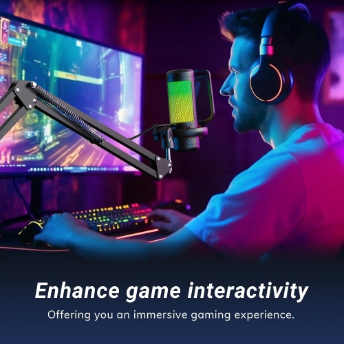 TONOR USB Gaming Mic with Boom Arm & RGB for PC Streaming