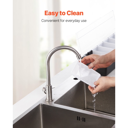 VEVOR Chilled Condiment Server, 6 Compartment Ice Cooled Condiment Serving Container, Chilled Garnish Tray Bar Caddy with Lid, for Bartending &