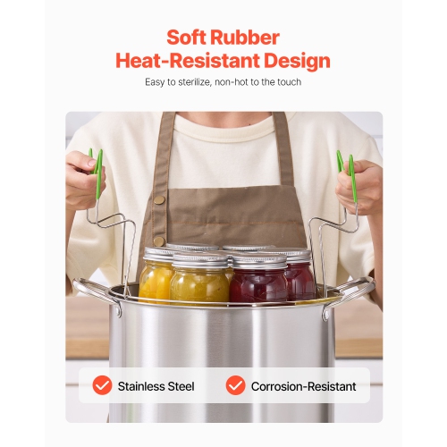 VEVOR Canning Supplies Starter Kit, 9 Pieces Stainless Steel Water Bath Canning Kit, Canning Tools Set: Rack, Ladle, Measuring Spoon, Funnel, Tongs,