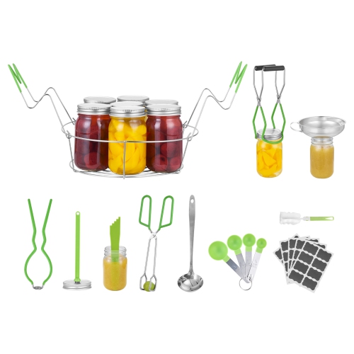 VEVOR Canning Supplies Starter Kit, 9 Pieces Stainless Steel Water Bath Canning Kit, Canning Tools Set: Rack, Ladle, Measuring Spoon, Funnel, Tongs,