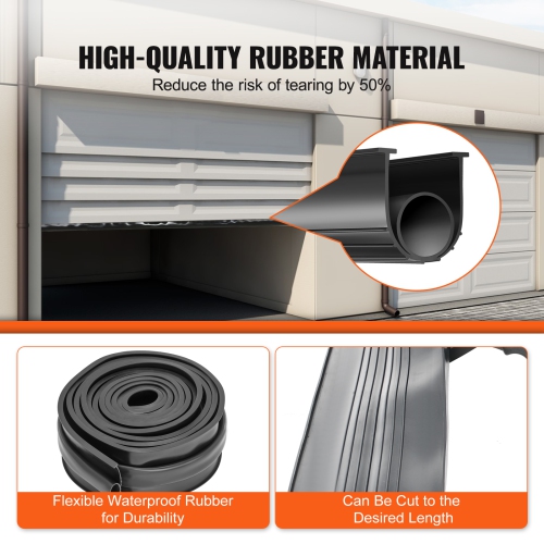 VEVOR 16ft Garage Door Seals Bottom Rubber,U Shape +O Ring Combination Garage Door Bottom Weather Seal,Weatherproofing Garage Door Seal, 5/16 inch