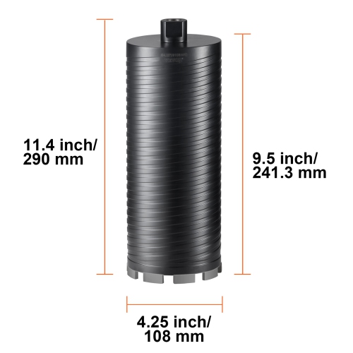 VEVOR 4.25" Core Drill Bit,Wet/Dry Diamond Core Drill Bits for Brick and Block,Concrete Core Drill Bit with Pilot Bit Adapter and Saw Blade,9.5"