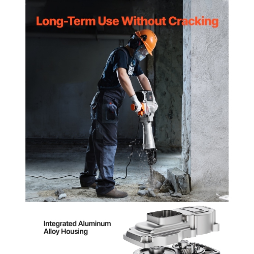 VEVOR 2100W Demolition Jack Hammer, Electric Jackhammer Heavy Duty, 1650 BPM Industrial-Grade Jack Hammer Concrete Breaker, with 1 Point Chisel, 1