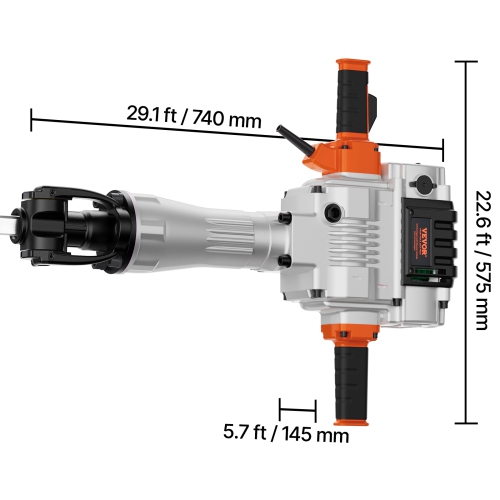 VEVOR 2100W Demolition Jack Hammer, Electric Jackhammer Heavy Duty, 1650 BPM Industrial-Grade Jack Hammer Concrete Breaker, with 1 Point Chisel, 1
