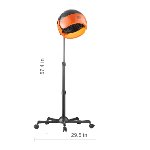 VEVOR 1875W Ionic Hooded Dryer,Professional Bonnet Hair Dryer,Sit Under Hair Dryer with Timer, 3 Temp Settings & Wind Speed,Floor Standing Rolling