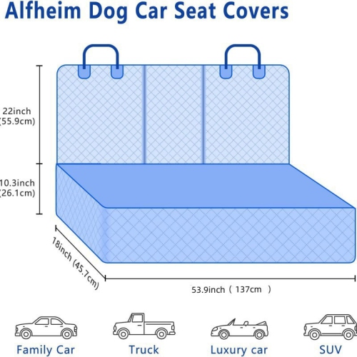Car Seat Covers, Waterproof Pet Back Seat Covers for Cars, Trucks and SUVs