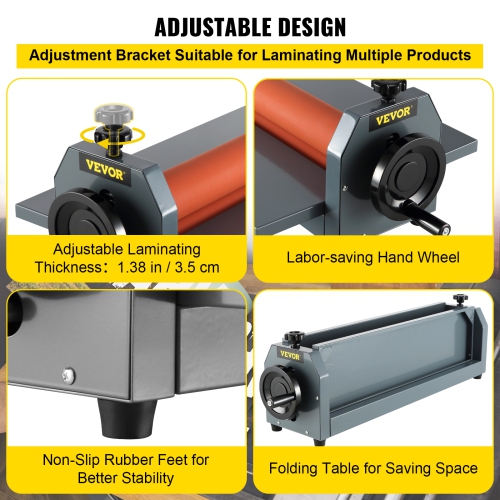 VEVOR 29.5" 750MM Manual Cold Roll Laminator, Adjustable Laminating Machine for Photo Film Mounting, Cold Roll Laminating Machine