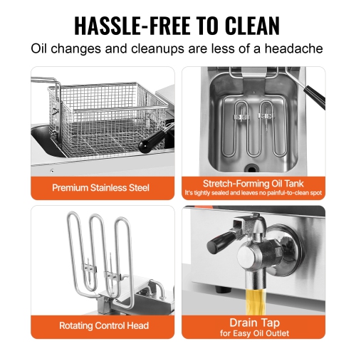 VEVOR 2 x 9Qt / 8.5L Commercial Deep Fryer, Dual Tank 3500W Electric Countertop Fryer, Double Oil Fryer with 2 Baskets, 1mm Thickened Stainless