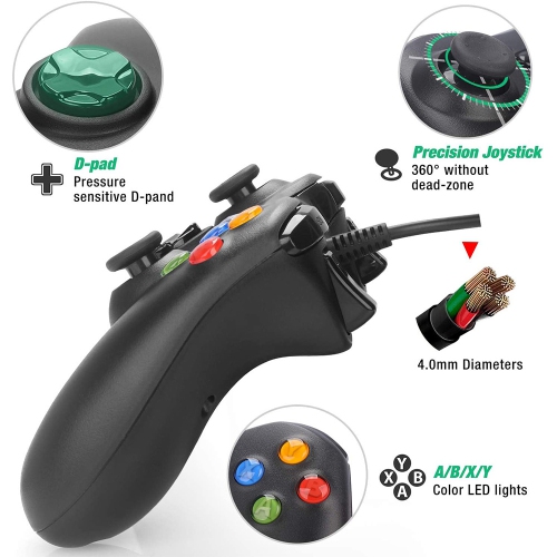 Manette Android tout-en-un; Manette de jeu avec fil XBOX360; Ordinateur; Manette de jeu; Manette avec fil pour Xbox 360 de Microsoft; Manette avec