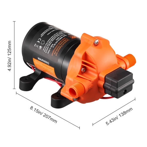 Pompe à membrane VEVOR 12&nbsp;V, 1,8 gal/min, pompe à eau c.c. à 3 chambres de 12 V avec interrupteur de pression automatique 40 100&nbsp;lb/po²