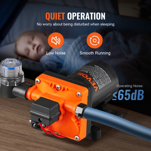 VEVOR 3.5 GPM, DC 12V, Diaphragm Water Pump,Pressure Rated at 55 PSI, 1/2" MNPT, Self-Priming Sprayer Pump with Pressure Switch, Suitable for RV,