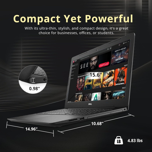 Open Box - Dell Inspiron 15.6" HD Business Laptop, AMD A9-9425, AMD Radeon R5 Graphics, 256GB SSD, 8GB RAM, Numeric Keypad, HD Webcam, MaxxAudio,