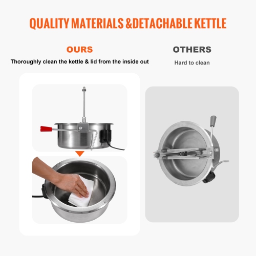 VEVOR 1615W Popcorn Maker, 16 Oz Kettle Large Capacity Countertop Popcorn Maker with Tempered Glass, Includes 3 Stainless Steel Scoops, Movie Theater