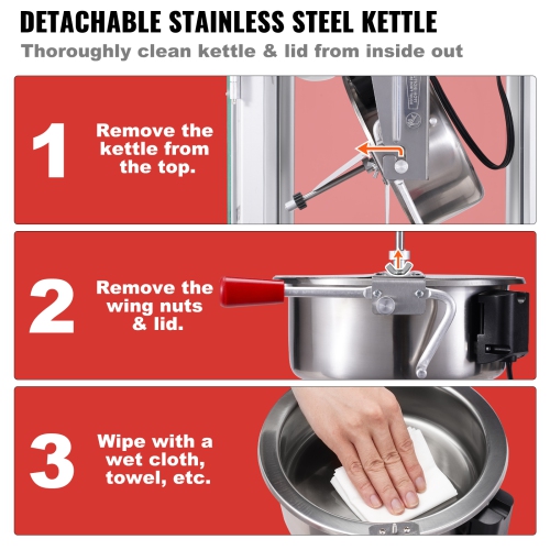 VEVOR 850W Popcorn Maker, Popcorn Popper Machine, 8 Oz Kettle Makes 48 Cups per Batch, Countertop Popcorn Maker with Tempered Glass, Includes 4