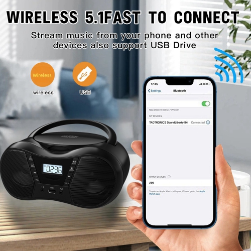 Un appareil à usages multiples! Lecteur de musique portatif CD/Bluetooth/USB Radio FM + haut-parleur Lecteur de CD stéréo