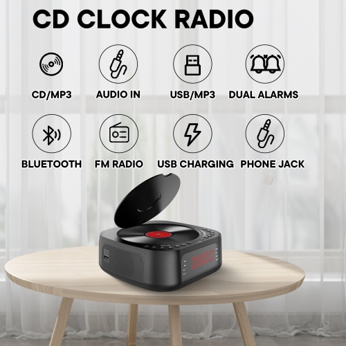 Retro CD disc Bluetooth audio alarm clock all-in-one MP3 player CD player radio