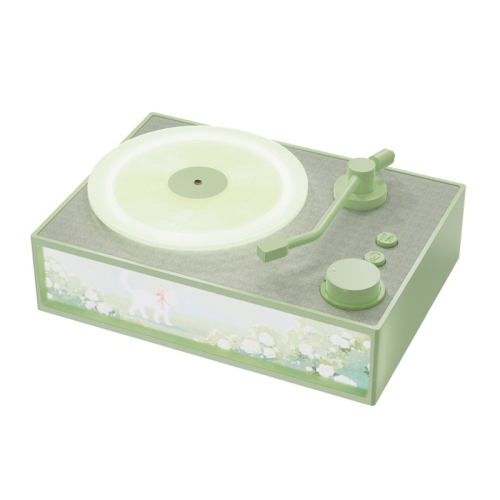 GREEN SCENIC  Wireless Bluetooth Speaker, Aromatherapy Desktop Record Player, 5W Dual Stereo, 360° Surround Sound, Bluetooth 5.3, Long Play Time