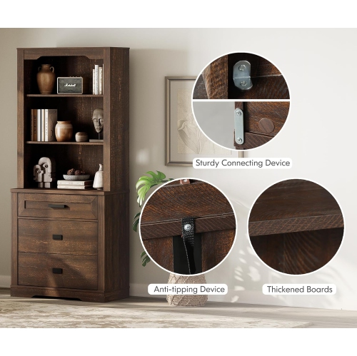 WAMPAT 73.6" Tall Kitchen Pantry Cabinet, Modern Farmhouse Wooden Storage Cabinet with Drawers, Doors & Adjustable Shelves for Dining Room & Living