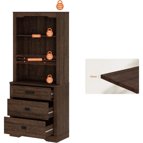 WAMPAT 73.6" Tall Kitchen Pantry Cabinet, Modern Farmhouse Wooden Storage Cabinet with Drawers, Doors & Adjustable Shelves for Dining Room & Living