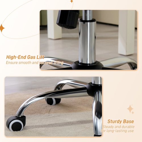 Kepooman Teddy Fleece Computer Chair, Button Tufted Desk Chair with Swivel Wheels - White