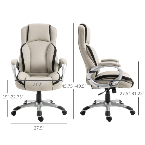 Kepooman Office Chair PU Leather Executive on Rolling Wheels Task Computer Height Adjustable Swivel Ergonomic