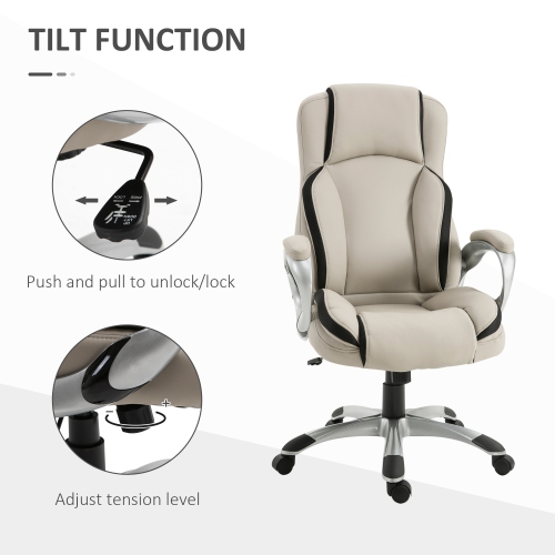 Kepooman Office Chair PU Leather Executive on Rolling Wheels Task Computer Height Adjustable Swivel Ergonomic