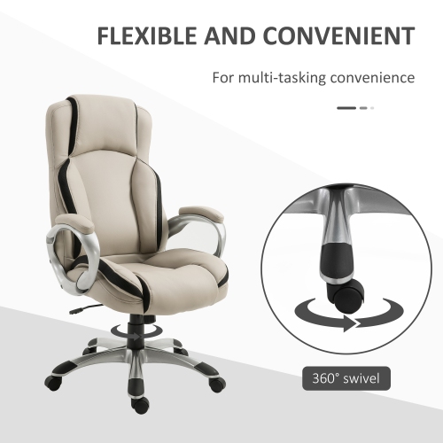 Kepooman Office Chair PU Leather Executive on Rolling Wheels Task Computer Height Adjustable Swivel Ergonomic