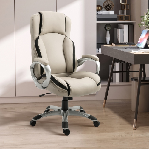 Kepooman Office Chair PU Leather Executive on Rolling Wheels Task Computer Height Adjustable Swivel Ergonomic