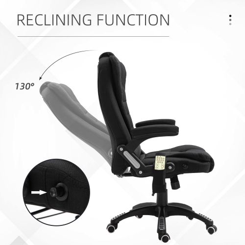 Kepooman 6-Point Vibrating Massage Home Office Chair High Back Executive Chair with Reclining Back, Swivel Wheels - Black