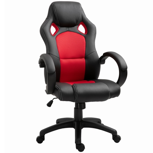 Fauteuil de jeu de course de Kepooman Fauteuil de bureau d'ordinateur de jeu avec roulettes pivotantes, appuie-tête rembourré, fonction d'inclinaison