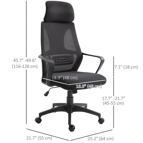 Kepooman Mesh Office Chair with Up&Down Headrest, Ergonomic Computer Desk Chair with Adjustable Tilt Angle