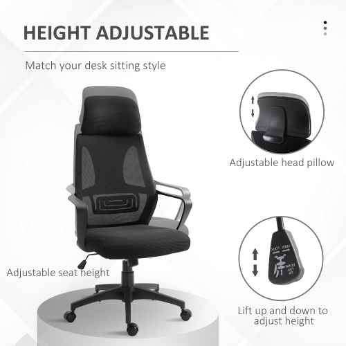 Kepooman Mesh Office Chair with Up&Down Headrest, Ergonomic Computer Desk Chair with Adjustable Tilt Angle