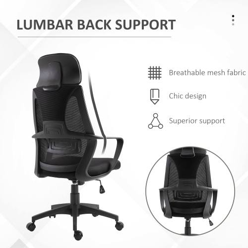 Kepooman Mesh Office Chair with Up&Down Headrest, Ergonomic Computer Desk Chair with Adjustable Tilt Angle
