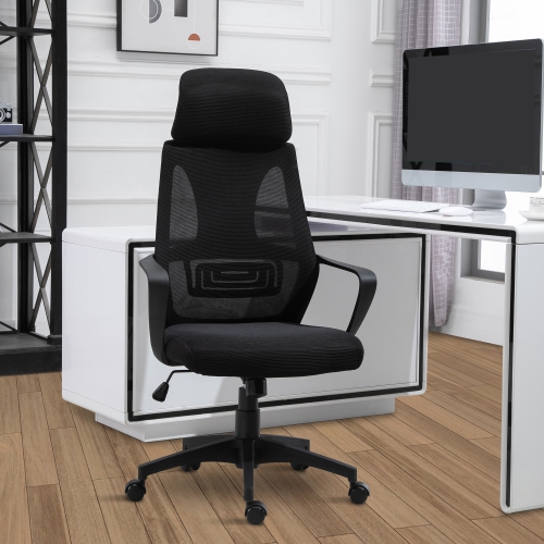 Kepooman Mesh Office Chair with Up&Down Headrest, Ergonomic Computer Desk Chair with Adjustable Tilt Angle