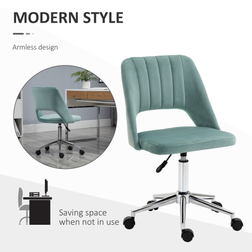 Kepooman Mid Back Office Chair Velvet Fabric Swivel Scallop Shape Computer Desk Chair - Teal