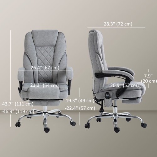 Kepooman Massage Office Chair, Heated Reclining Computer Chair with Adjustable Height and Footrest, Gray