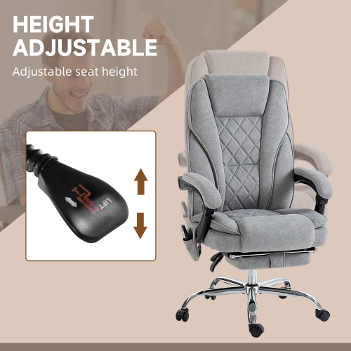 Kepooman Massage Office Chair, Heated Reclining Computer Chair with Adjustable Height and Footrest, Gray
