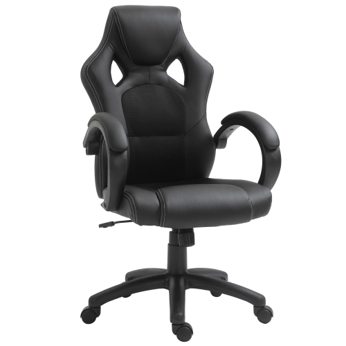 Fauteuil de jeu de course de Kepooman Fauteuil de bureau d'ordinateur de jeu avec roulettes pivotantes, appuie-tête rembourré, fonction d'inclinaison