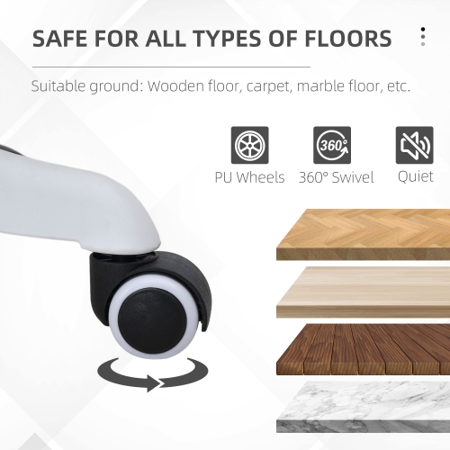 Kepooman Armless Office Chair, Fluffy Computer Desk Chair with Adjustable Height - White